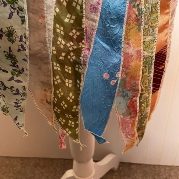 Boho Whimsical 100% Silk Layered Scarf - Picture 6 of 7